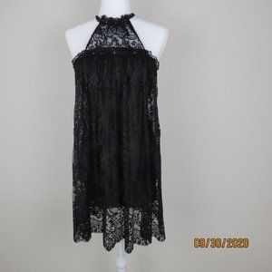 BCBG MaxAzria Black Lace Overlay Midi Dress